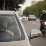 Trabalhador realiza serviço de transporte por aplicativo em via urbana brasileira